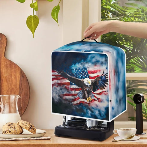 Eagle USA Flag Coffee Maker Cover Coffee Machine Dust Cover Waterproof Coffee Pot Cover with Top Handle Lightweight Kitchen Accessories Decor...