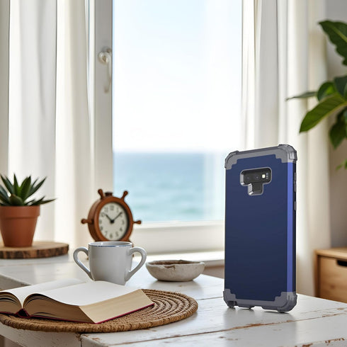 IDweel for Galaxy Note 9 Case, Note 9 Case Blue for Men, 3 in 1 Shockproof Slim Hybrid Heavy Duty Protection Hard PC Cover Soft Silicone Rugged Bu...