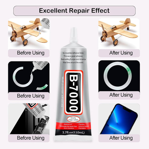 4 PCS 110ml B7000 Glue Clear with Precision Tip, Clear Glue Rhinestones Glue for Craft, Multipurpose Waterproof Stong Bond Jewelry Glue for Phone ...