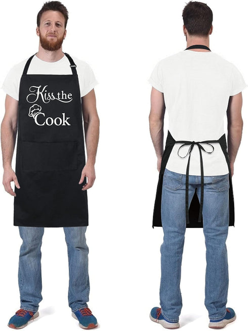 Xornis 100% Cotton Funny Apron with 2 Pockets for Men Women BBQ Grilling Adjustable Bib Black Aprons Gifts Cooking Kitchen...