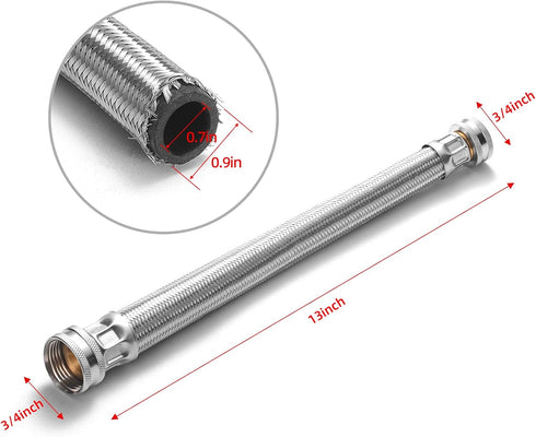 Garden Hose Extender Stainless Steel Water-Inlet Hose 2FT...