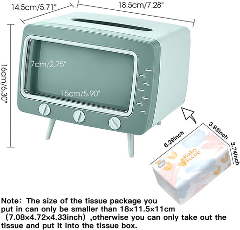 SGVAHY Tissue Box Holder Retro TV Tissue Box Cover Cute and Practical Cell Phone Holder Tampon Holder for Bathroom Kitchen Bedroom Dressers Desks ...
