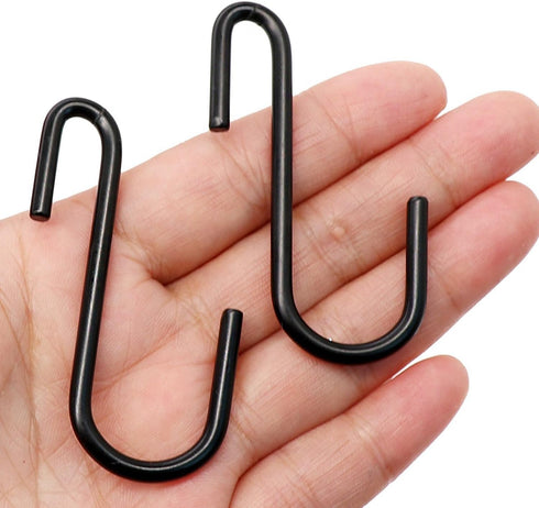 10 Pack Heavy Duty S Hooks Black S Shaped Hooks Hanging Hangers Hooks for Kitchen, Bathroom, Bedroom and Office: Pan, Pot, Coat, Bag, Plants(10 Pa...