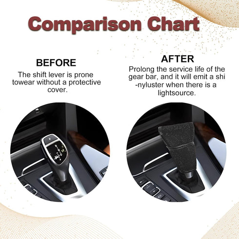 Auto Gear Shift Knob Cover Bling Car Knob Gear Stick Protector PU Leather Shift Gear Cover with Bling Interior Accessories Interior Accessories Un...