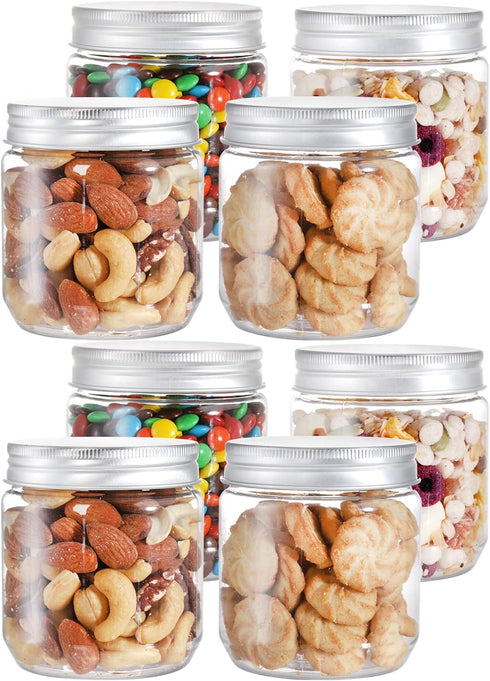 Fasmov 25 Pack 8 Ounce Clear Plastic Jars Containers with Screw On Lids, Round Empty Plastic Slime Storage Containers for Kitchen & Household Stor...