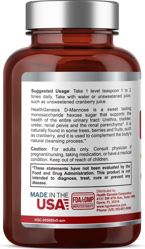 D-Mannose Pure Powder 2000 mg 3 oz 85 g - Supports Urinary Bladder Tract Health...
