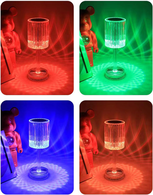 Crystal Diamond Table Lamp, Touch Control Crystal Lamp with 16 Colors,RGB Night Light with USB & Remote Control, LED Rechargeable Lamp for Bedroom...