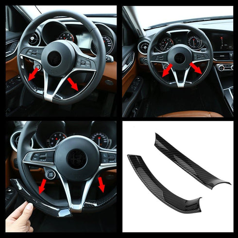 Covers, Qiilu Car Interior Steering Wheel Decorative Decor Cover Trim for Stelvio/Giulia...