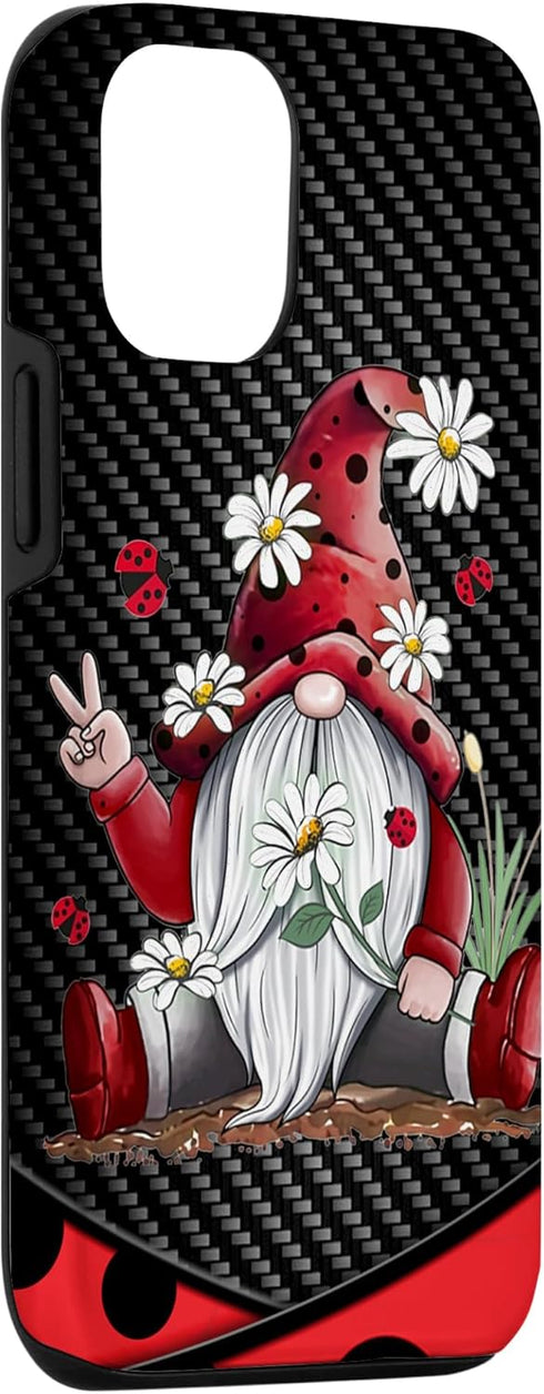 iPhone 12/12 Pro Red Gnome Hippie Daisy Flowers Gnome Ladybugs - Christmas Case...