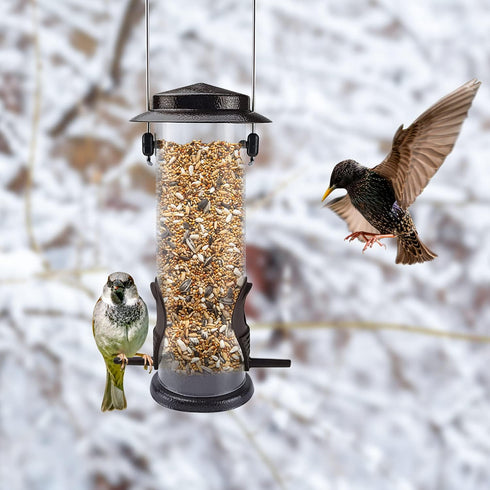 MIXXIDEA Wild Bird Feeders for Outdoors Hanging 2 Pack Stainless Steel Tube Bird Feeder Squirrel Proof, Finch Feeder for Garden Backyard Decoratio...