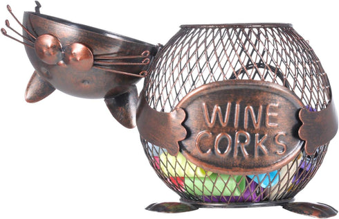 Tooarts Practical Kitten Wine Cork Container Iron Piggy Bank Handcraft Home Decoration Gift...
