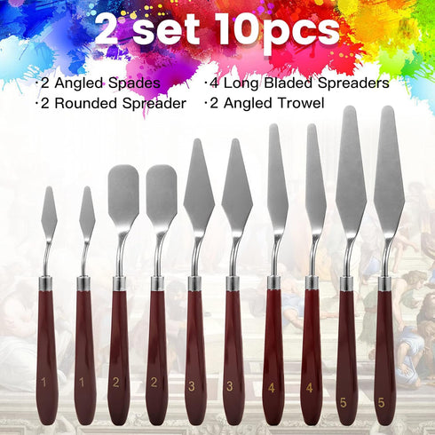 10PCS Palette Knife, Stainless Steel Painting Knife Set, Flexible Spatula Pallet Knife, Metal Artist Knives, Oil Painting Accessories Color Mixing...