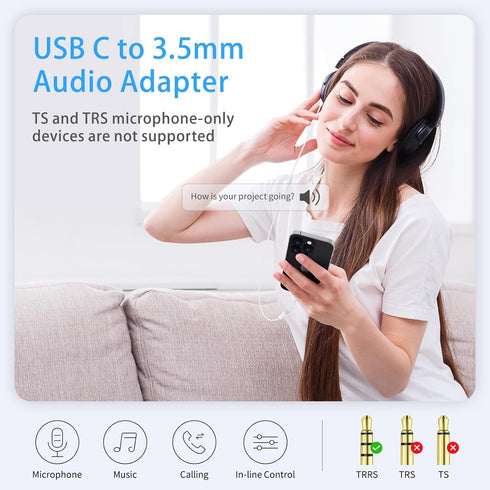 USB C to 3.5mm Audio Adapter, 2 Pack USB C to Aux 3.5mm Headphone Jack Adapter Compatible with iPhone 15/15 Plus/15 Pro/Pro Max, iPad Pro, Samsung...