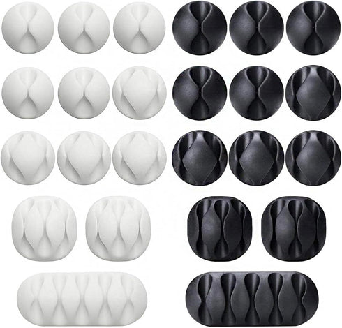 24 Pieces Adhesive Cable Clips Viaky Wire Management Desk Cable Organizer Cord Clips Cable Holder Clamps - Home, Office, Cubicle, Car, Nightstand,...