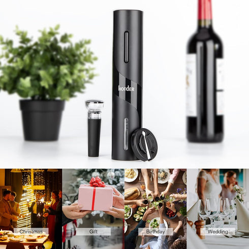Hotder Electric Wine Opener,Battery Operated Wine Bottle Opener with Corkscrew,Foil Cutter,Wine Stopper,Ideal Gift for Wine Lovers,Home Party Wedd...