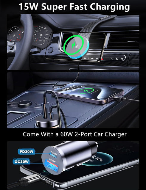 for MagSafe Car Mount Charger, DIY Flexible Dashboard Magnetic Wireless Car Charger, 15W Fast Charging for MagSafe Car Charger, Magnetic Car Phone...