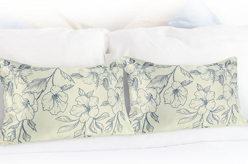 Blue Floral Silk Pillowcases Standard, Reversible Satin Pillow Cases for Hair and Skin Envelope Closure, 22 Momme 6A Grade 100% Silk 20"x26"...