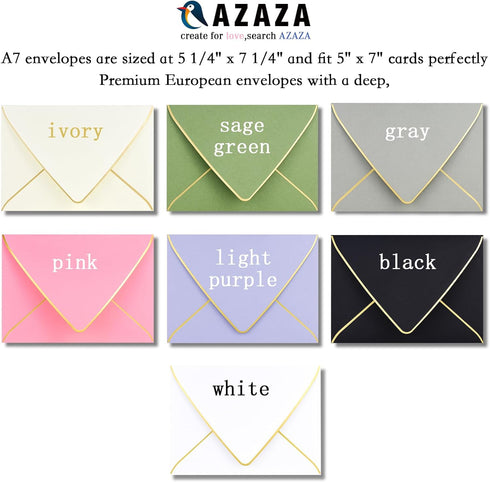 5x7 Envelopes for Invitations with Gold Border,V-Flap Envelopes 50 Pack,A7 Envelopes for Cards,Wedding,Invitations,Baby Shower,All Occasions(Pink)...