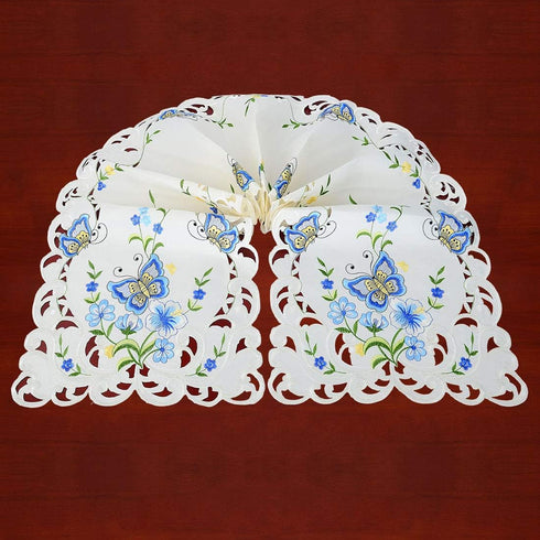 Simhomsen Spring Butterfly and Floral Table Runners, Dresser Scarf (Blue, 14 × 90 Inch)...