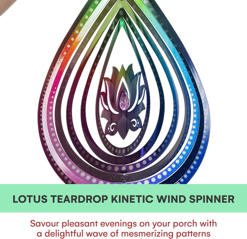 VP Home Lotus Teardrop Kinetic Wind Spinner for Yard and Garden Wind Spinner Outdoor Metal Large Hanging Lotus Decor 3D Garden Art Wind Sculpture ...