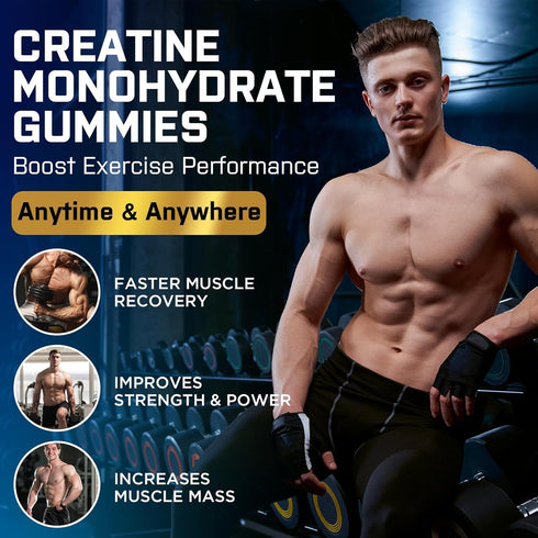 Creatine Monohydrate Gummies for Men & Women, Creatine Pre-Workout Gummies, Taurine&B6, Increase Strength, Energy & Endurance Chewable Creatine Gu...