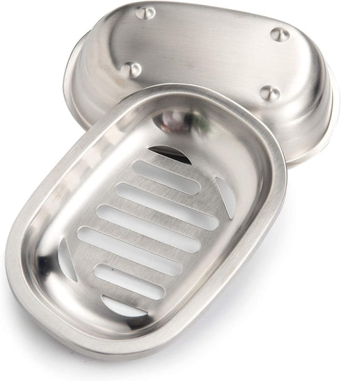 IMEEA Silver Soap Dish SUS304 Stainless Steel Brushed Soap Dish with Drain Bathroom Soap Holder...