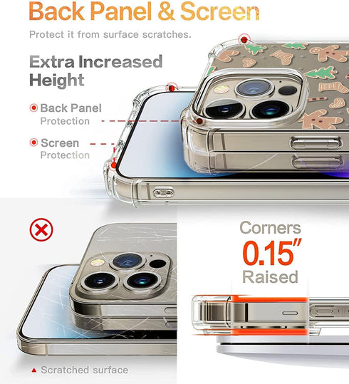 Christmas Clear Phone Case for iPhone 15 Pro Max, Gingerbread Man Pattern Case Cover Soft TPU Protective Slim Shockproof Cover Boys Girls Phone Ca...