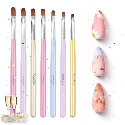 Beetles Gel Nail Brush, 7Pcs Nail Art Brushes, Nail Art Tips Nail Brushes for Nail Art Nail Painting Brush Pen Set for Home and Salon Use Decorati...