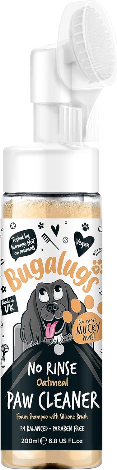 Dog Paw Cleaner No Rinse Foam Cat & Dog shampoo with Silicone Brush Head, waterless grooming products. Travel friendly paw cleaner for dogs defeat...