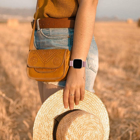 ZWGKKYGYH Compatible with Fitbit Versa and Versa 2 Bands for Women Men, Rose Gold Stainless Steel Metal Mesh Magnetic Band Bracelet Strap Replacem...