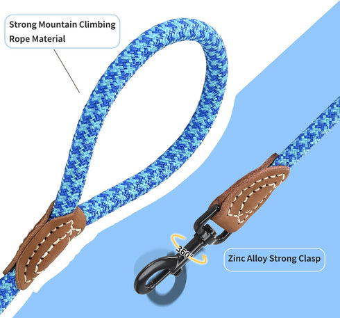 Mile High Life | Mountain Climbing Dog Rope Leash with Heavy Duty Metal Sturdy Clasp | Genuine Leather Tailored Connection with Strong Stitches (S...