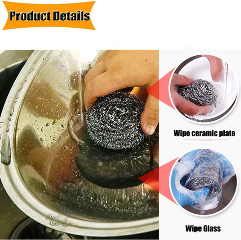 16 PCS Stainless Steel Sponges Scrubbers Cleaning Ball Utensil Scrubber Density Metal Scrubber Scouring Pads Ball for Pot Pan Dish Wash Cleaning f...