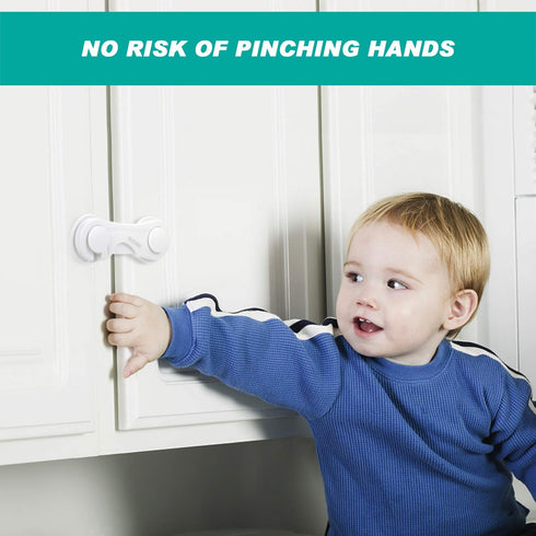 Cabinet Locks - Adoric Life Child Safety Locks 4 Pack - Baby Safety Cabinet Locks - Baby Proofing Cabinet Kitchen System with Strong Adhesive Tape...