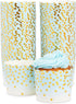 Sparkle and Bash 50 Pack Blue and Gold Polka Dot Cupcake Liners Wrappers, Muffin Paper Baking Cup for Wedding & Birthday...