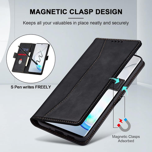 Flip Wallet Case for Samsung Galaxy Note 10 Plus,Leather Magnetic Folio Cover with Card Holder,Kickstand - TPU Shockproof Durable Protective Phone...