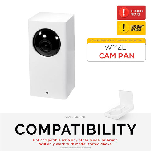 Screwless Wall Mount Kit for Wyze Cam Pan, VHB Stick On - Easy to Install, Full Tilt & Pan Function, No Mess, No Drilling, Strong Adhesive Mount b...