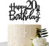 Black Glitter Happy 20th Birthday Cake Topper for, Hello 20th Anniversary, Cheers to 20 Years Party Decorations...