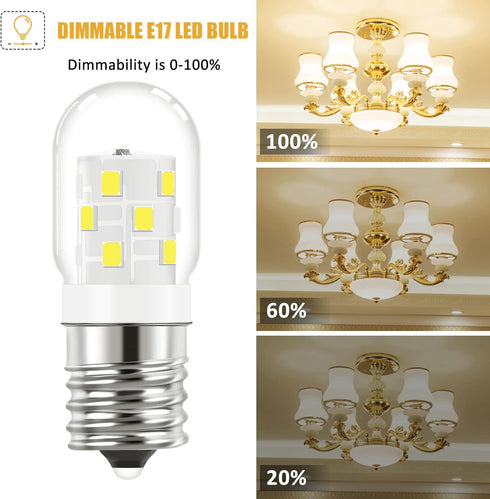 LED Microwave Light Bulbs Over Stove Appliance 3W Replacement for 40W Halogen Bulb for Refrigerator, Range Hood E17 Intermediate Base,No Flicker,D...