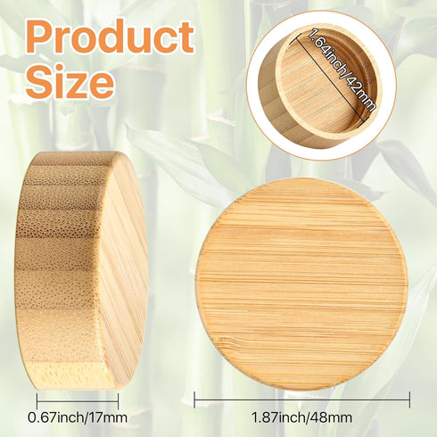 30 Pcs Bamboo Jar Lids, Airtight Bamboo Lids for 4 oz and 8 Square Spice Jars, Good Sealing for Bamboo Wooden Lid, Storage Spice Jars Lids, Round ...