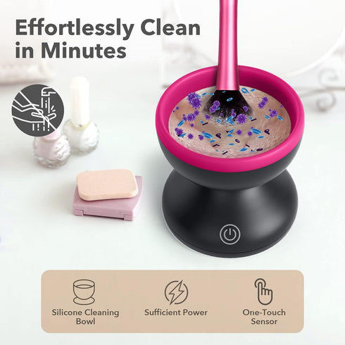 Electric Makeup Brush Cleaner Machine - Alyfini Portable Automatic USB Cosmetic Brushes Cleaner Cleanser Tool for All Size Beauty Makeup Brush Set...