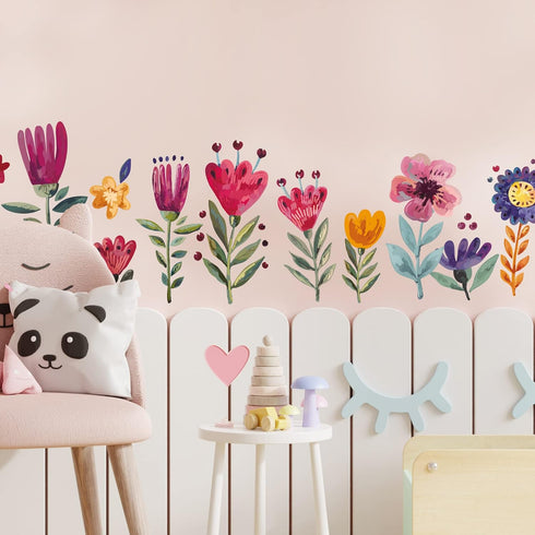 Flowers Wall Decals for Girls Bedroom - Children DIY Wall Art Stickers for Classroom, Nursery, playroom - Preschool Floral Peel and Stick Decor...