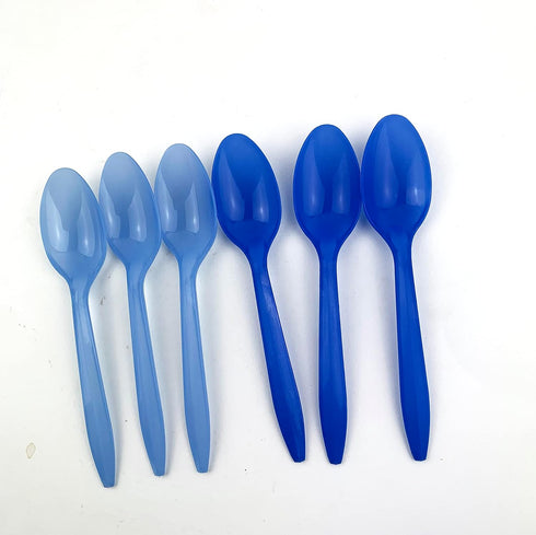 Color Changing Medium Weight Plastic Spoons, White to Blue Disposable Frozen Yogurt Ice Cream Spoons,Frozen Dessert Spoons 50Count...