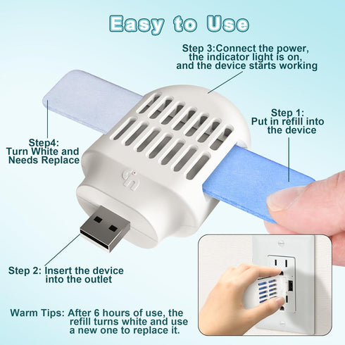 Mosquito Repeller,USB Powered Mosquito Repellent Outdoor Indoor, Included 10 Pcs Refill, DEET-Free, Highly Effective for Home, Bedroom, Office,Cam...