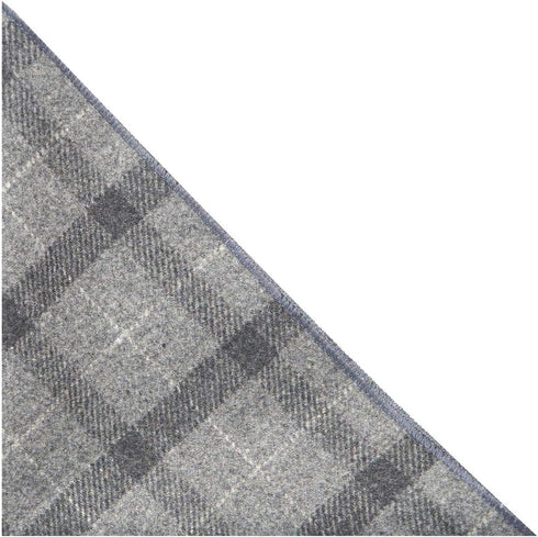 King & Priory Light Grey & Dark Grey Check Pocket Square, Tweed, Tartan, Plaid...