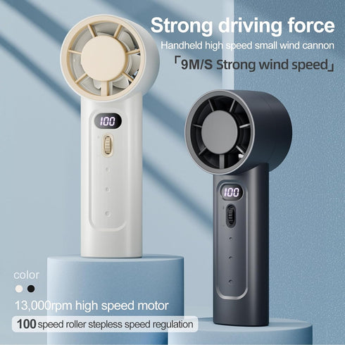 Portable Handheld Fan, Speed(1-100) Adjustable Turbo Mini Portable Fan, 4000mAh Battery Rechargeable Small Handheld Fan, Personal Mini Fan with Di...