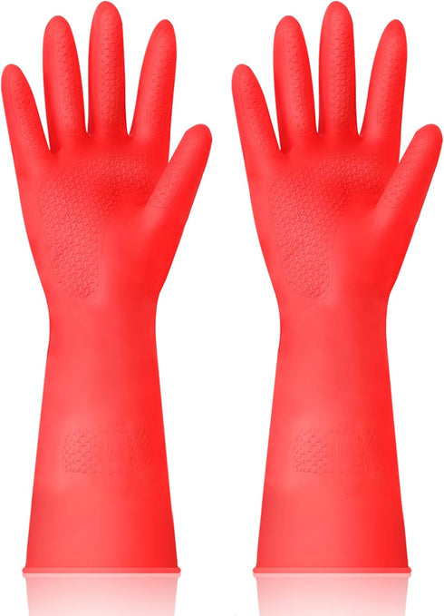Reusable Kitchen Dishwashing Gloves - 2 Pairs Rubber Household Cleaning Gloves, Flexible and Durable & Non-slip Cleaning Gloves, Great for Kitchen...