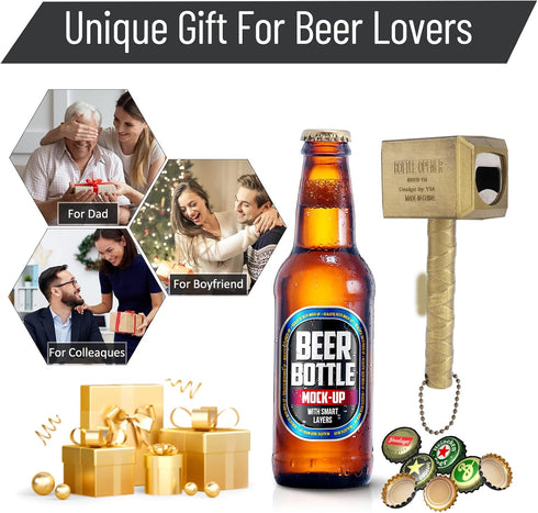 Bottle Opener - Lmaytech Upgraded Beer Opener Beer Bottle Opener with Magnet, Beer Gifts for Men, Husband, Dad, Boyfriend (Bronze)...