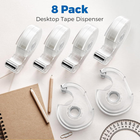 Transparent Tape with Dispenser and Refills,Clear Tape for Home,School and Office Supplies,0.7x1000 Inch, 8 Pack...