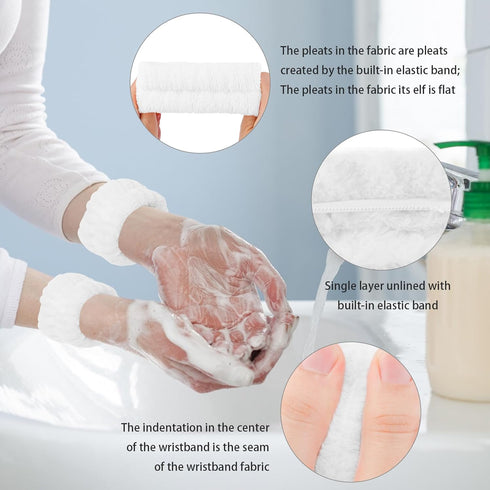 Skincare Spa Headband, Skincare Sponge Headbands for Washing Face, Puffy Make up Headbands with Fluffy Wristbands Set for Women Girls, Soft Terry ...