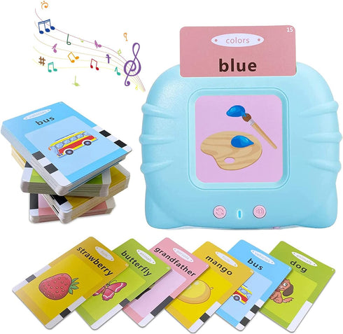Talking Flash Cards Educational Toys, Autism Sensory Toys Learning Toys for Toddlers - Montessori Toys Flash Cards for Age 2 3 4 5 6(Blue)...
